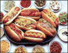Tray of hot dogs