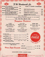 Woolworth's menu (circa 1950-1960?). Click on the picture to view larger size in a new window.