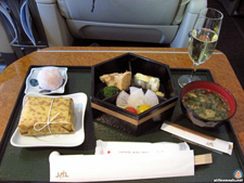 First class meal aboard Japan Air Lines (2010). Click on image to view larger size in a new window.