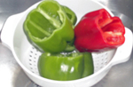 Assortment of green and red bell peppers, cleaned. Click on image to see larger size in a new window.