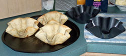 Tortilla shells and baking molds. 