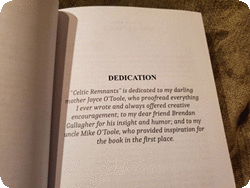 Dedication page for "Celtic Remnants." Click on image to view larger size in a new window.