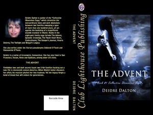 Front and back cover design for paperback edition of "The Advent." Click on image to view larger size in a new window.