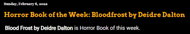 Horror Book of the Week: "Bloodfrost" by Deidre Dalton