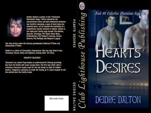 Front and back cover design for paperback edition of "Hearts Desires." Click on image to view larger size in a new window.