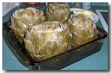 Artichokes out of the oven. Click on image to view larger size in a new window