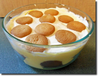 Banana-Vanilla Pudding after whipping cream and more vanilla wafers were added for topping. Click on image to view larger size in a new window.