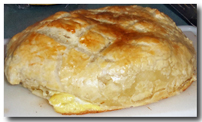 Beef Wellington II: Another view of chuck roast wrapped in cooked puff pastry (click on image to view larger size in a new window).