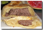 Beef Wellington II: Cooked and sliced (click on image to view larger size in a new window).
