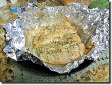 Baked Salmon (still in foil). Click on image to view larger size in a new window.