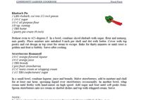 Rhubarb Pie and Strawberries Romanoff in the Community Garden Cookbook.
