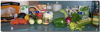 Ingredients for Chicken & Vegetable Pasta Soup. Click on image to view larger size in a new window.