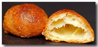 Inside view of Gougeres (Cheese Puffs).