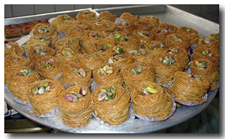 Konafa (Egyptian pastry in Atar syrup)