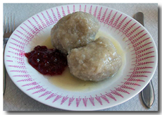 Kroppkaka (B�chamel Potato Dumplings) with Lingonberry Preserves
