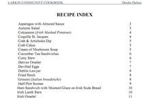Larkin Community Cookbook Recipe Index
