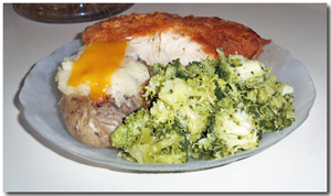Food Fare: Stuffed Potatoes (also known as "Twice-Baked") with broccoli and baked chicken