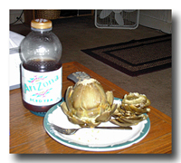 Baked Artichoke with iced tea. Click on image to view larger size in a new window.