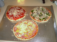 Pita Pizza Trio before baking. Click on image to see larger size in a new window.