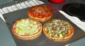 Pita Pizza Trio after baking. Click on image to see larger size in a new window.