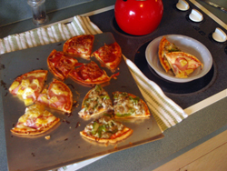 Pita Pizza Trio. Click on image to see larger size in a new window.