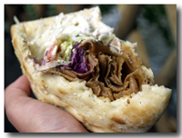 Shawarma (Jordanian stuffed pita sandwich)