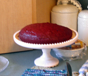 Red Velvet Cake: First layer of the red velvet cake.