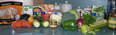 Ingredients for Chicken & Vegetable Pasta Soup. Click on image to view larger size in a new window.