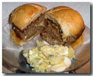 Double Mushroom Burgers with Shenanchie's Potato Salad