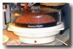 Meat Loaf Roll cooking in my steamer; click on image to view larger size in a new window.