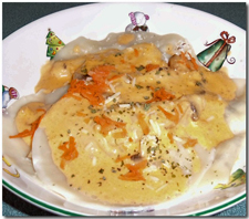 Mushroom Ravioli in Cream Sauce. Click on image to view larger size in a new window.