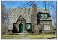 A-frame cottage on the grounds of the Larkin Estate