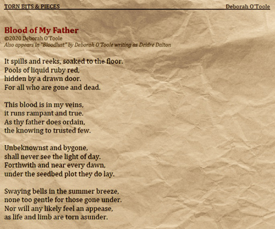 "Blood of My Father" is a poem from the upcoming BLOODLUST. Click on image to view larger size in a new window.
