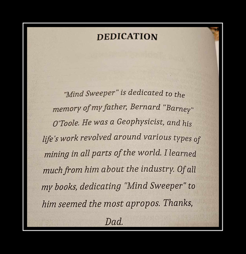 Dedication from "Mind Sweeper" by Deborah O'Toole. Click on image to view larger size in a new window.