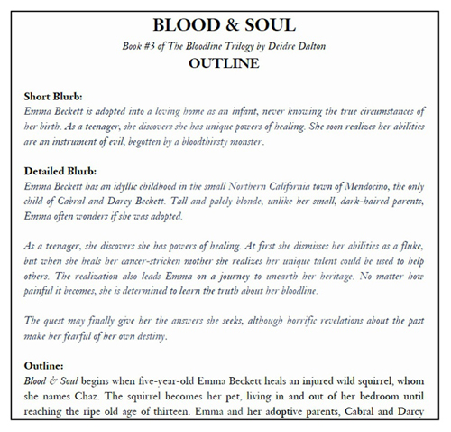 Sample of the ouitline for "Blood & Soul." Click on image to view larger size in a new window.
