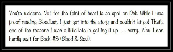 Publisher comments about "Bloodlust." Click on image to see larger size in a new window.