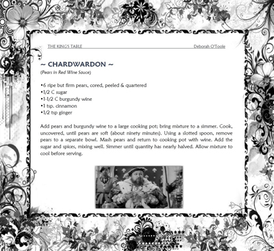 Tudor recipe for Charwardon (pears in a red wine sauce). Click on image to view larger size in a new window.