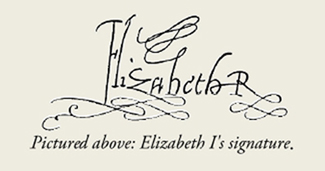 Elizabeth I's signature. Click on image to view larger size in a new window.