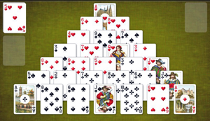 Layout for Pyramid Solitaire. Click on image to view larger size in a new window.