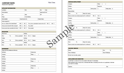 Employment Application Sample (PDF). Click on image to see larger size in a new window.