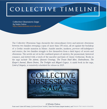 Collective Obsessions Saga timeline. Click on image to view document live in a new window.