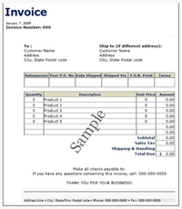 Invoice Sample (PDF). Click on image to see larger size in a new window.