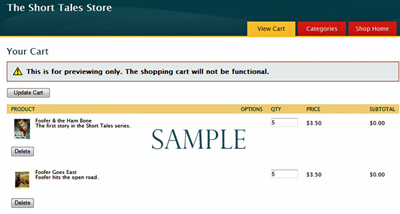 WEBS DIVINE: Online Store Shopping Cart Sample. Click on image to see larger size in a new window.